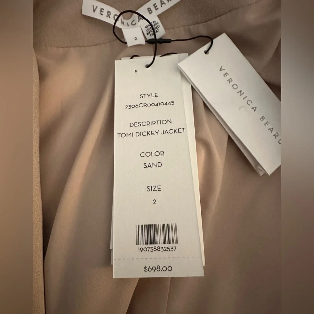 Veronica beard Size 2 Suit In Sand. Tomi Dickey Jacket And Robinne Pants NWT - Picture 7 of 15